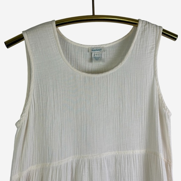 Sundance Tiered Midi Dress Size L Cotton Pullover Lace Details Ivory *Flaw - Picture 2 of 10